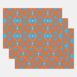 Blue Gray Orange Ombre Geometric Abstrakt Art Geschenkpapier Set