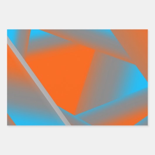 Blue Gray Orange Ombre Geometric Abstrakt Art Geschenkpapier Set (Vorderseite 3)