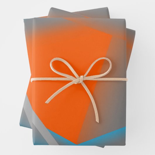 Blue Gray Orange Ombre Geometric Abstrakt Art Geschenkpapier Set (Beispiel)