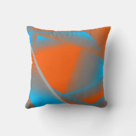 Blue Gray Orange Ombre Geometric Abstrakt Art Kissen