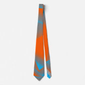 Blue Gray Orange Ombre Geometric Abstrakt Art Krawatte (Vorderseite)