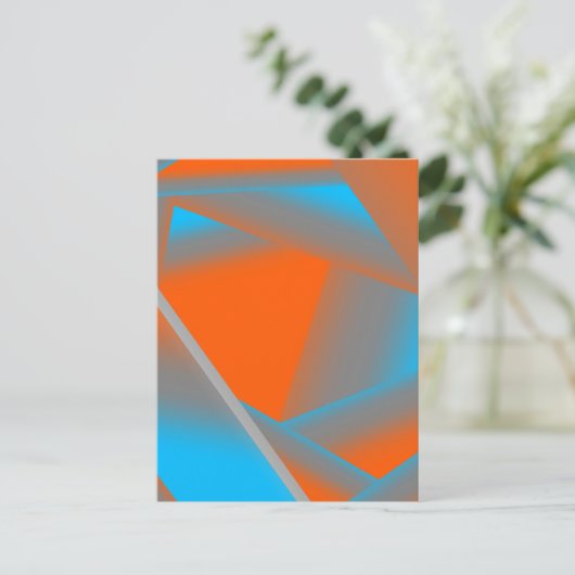 Blue Gray Orange Ombre Geometric Abstrakt Art Postkarte (Stehend Vorderseite)