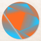 Blue Gray Orange Ombre Geometric Abstrakt Art Runder Pappuntersetzer (Vorderseite)