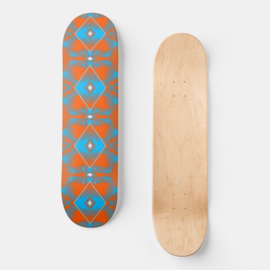Blue Gray Orange Ombre Geometric Abstrakt Art Skateboard (Vorderseite)