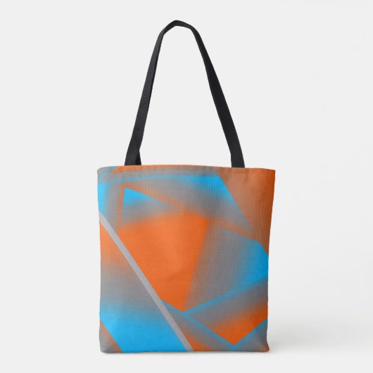 Blue Gray Orange Ombre Geometric Abstrakt Art Tasche (Rückseite)