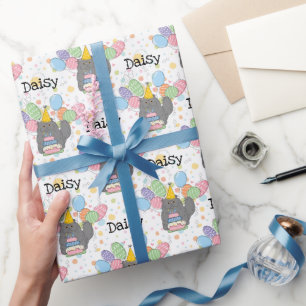 Blue Gray Persian Cat Longhair Birthday Geschenkpapier