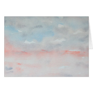 Blue Gray Pink Impressionist Wasserfarbe Landschaf