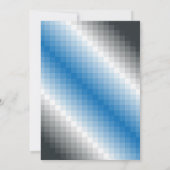 Blue Gray Pixel Party Einladung (Rückseite)