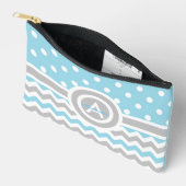 Blue Gray Polka Dot Zickzack Zubehörtasche (Offen)