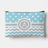 Blue Gray Polka Dot Zickzack Zubehörtasche (Vorderseite)