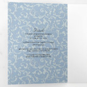 Blue Gray Princess Swirl Elegante Messe Hochzeit Dreifach Gefaltete Einladung (Innen Erste Seite)
