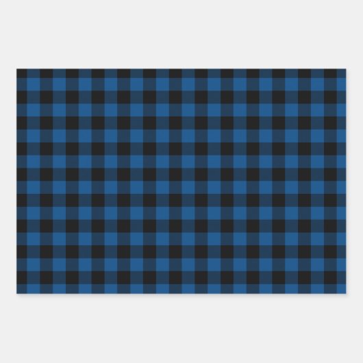 Blue Gray & Red Buffalo Kariert Geschenkpapier Set (Vorderseite)