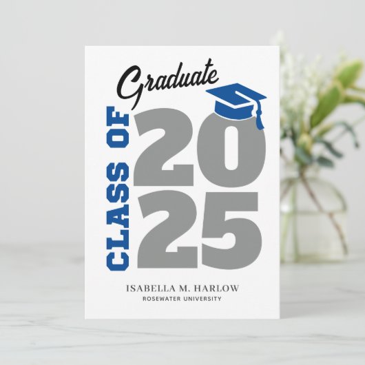 Blue Gray Retro University Uni-Abschluß Ankündigung (Stehend Vorderseite)