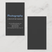Blue Gray Schlicht Fotografy Business Card Visitenkarte (Vorne/Hinten)