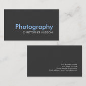 Blue Gray Schlicht Fotografy Business Card Visitenkarte (Vorne/Hinten)
