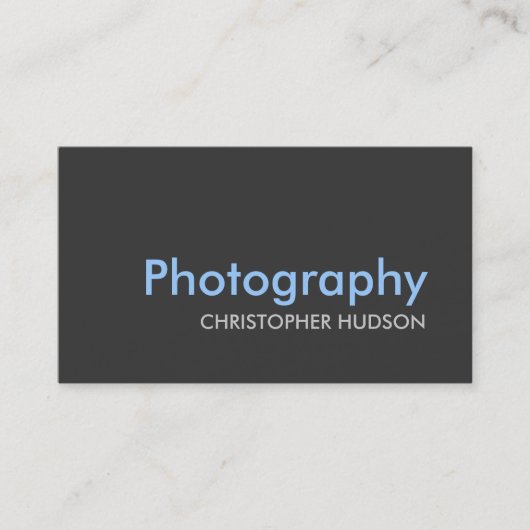 Blue Gray Schlicht Fotografy Business Card Visitenkarte (Vorderseite)