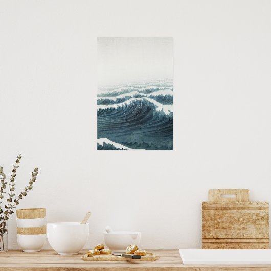Blue Gray Seascape Art Poster (Küche)