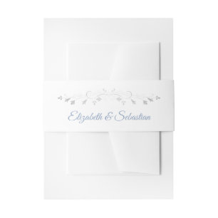 Blue Gray Silver Blüh Elegante Hochzeit Einladungsbanderole