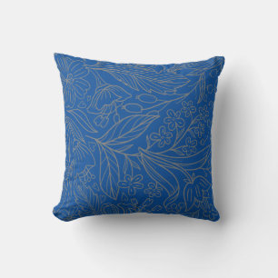 Blue Gray Silver Chic Floral Kissen