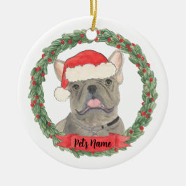 Blue Gray Silver Frenchie French Bulldog Keramik Ornament