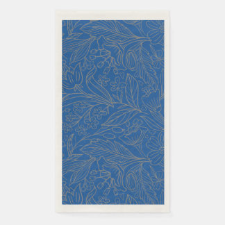 Blue Gray Silver Modern Floral Napkin Serviette