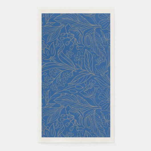 Blue Gray Silver Modern Floral Napkin Serviette (Vorderseite)