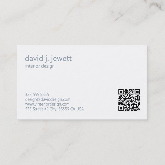 Blue-Gray Simple Interior Design Logo Visitenkarte (Rückseite)