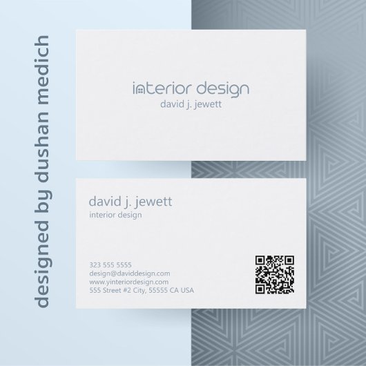 Blue-Gray Simple Interior Design Logo Visitenkarte