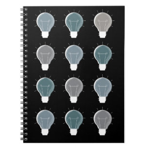 Blue Gray Simple Lightbulb Skandinavier Wiederholu Notizblock
