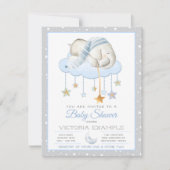 Blue Gray Sleepy Elephant Baby Shower Einladungen (Vorderseite)