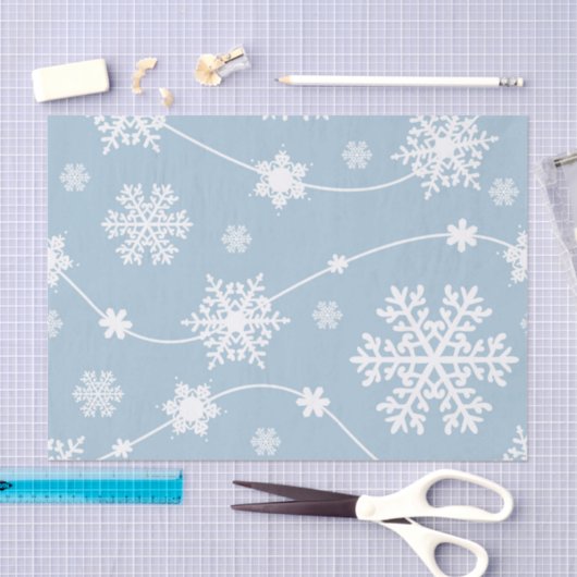 Blue Gray Snowflakes Winter Wonderland Urlaub Seidenpapier (Handwerk)