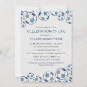 Blue Gray Soccer Ball Celebration of Life Einladung (Vorderseite)