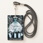 Blue Gray Sparkle Dress Sweet 16 VIP Pass Ausweis<br><div class="desc">Anpassen für jedes Ereignis.</div>