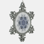 Blue Gray Sparkling Kaleidoscope Schneeflocken Zinn-Ornament (Links)