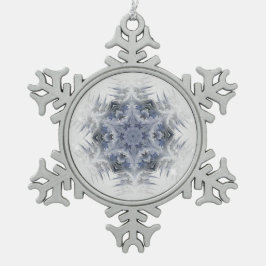 Blue Gray Sparkling Kaleidoscope Schneeflocken Zinn-Ornament
