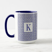 BLUE GRAY STRICK Tall Navy Combo Tasse + Initial (Links)