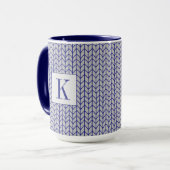BLUE GRAY STRICK Tall Navy Combo Tasse + Initial (Vorderseite Links)