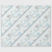 Blue & Gray Stripe Elephant Safari | Babydusche Geschenkpapier (Flach)