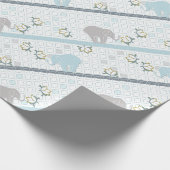 Blue & Gray Stripe Elephant Safari | Babydusche Geschenkpapier (Ecke)