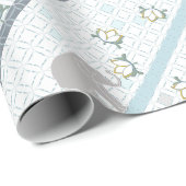 Blue & Gray Stripe Elephant Safari | Babydusche Geschenkpapier (Rolleneckpunkt)