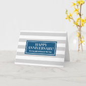 Blue Gray Stripes Anniversary Card Karte (Gelbe Blume)