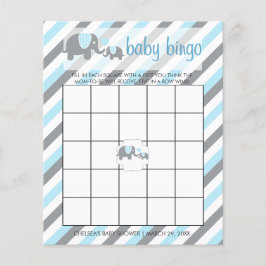 Blue & Gray Stripes Baby Elephant Bingo