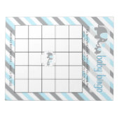 Blue & Gray Stripes Baby Elephant Bingo Notizblock (Vorderseite)