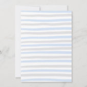Blue Gray Stripes Boy Baby Dusche per Post Einladung (Rückseite)