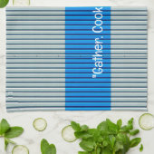 Blue Gray Stripes Küche Handtuch (Gefaltet)
