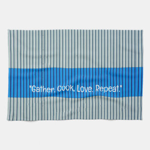 Blue Gray Stripes Küche Handtuch