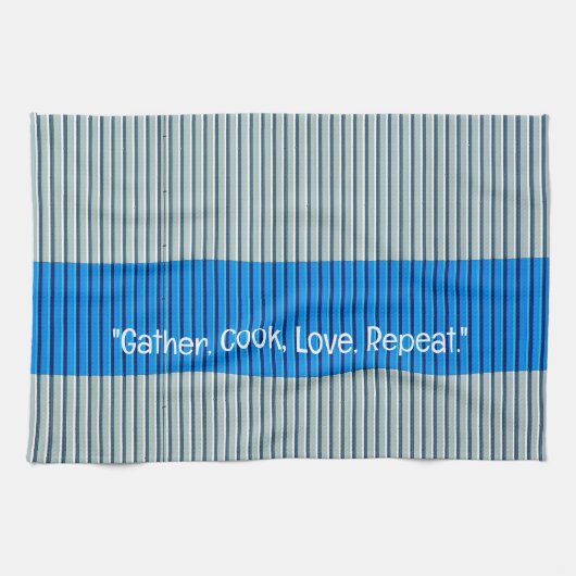 Blue Gray Stripes Küche Handtuch (Horizontal)