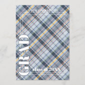 Blue Gray Tartan Karierter Abschluss Ankündigung (Vorderseite)