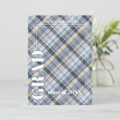Blue Gray Tartan Karierter Abschluss Ankündigung (Stehend Vorderseite)
