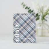 Blue Gray Tartan Karierter Abschluss Ankündigung Postkarte (Stehend Vorderseite)